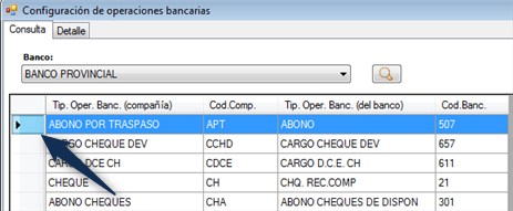 Consulta Detalle/Tipo Operación Bancaria