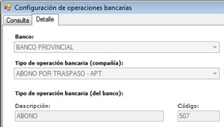Detalle/Tipo Operación Bancaria