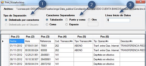Carga/Captura Disponibilidad Bancaria