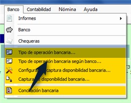 Menú Banco/Tipo Operación Bancaria