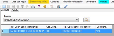 Carga/Tipo Operación Bancaria