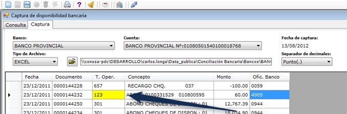 Modificar/Captura Disponibilidad Bancaria