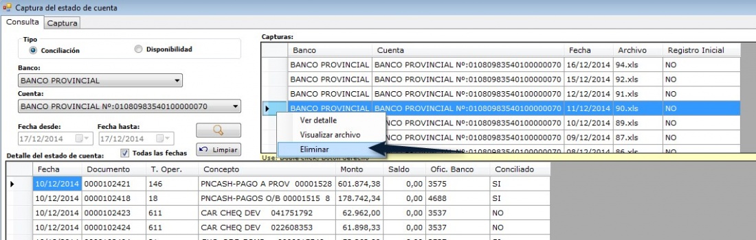 Modificar/Captura Disponibilidad Bancaria